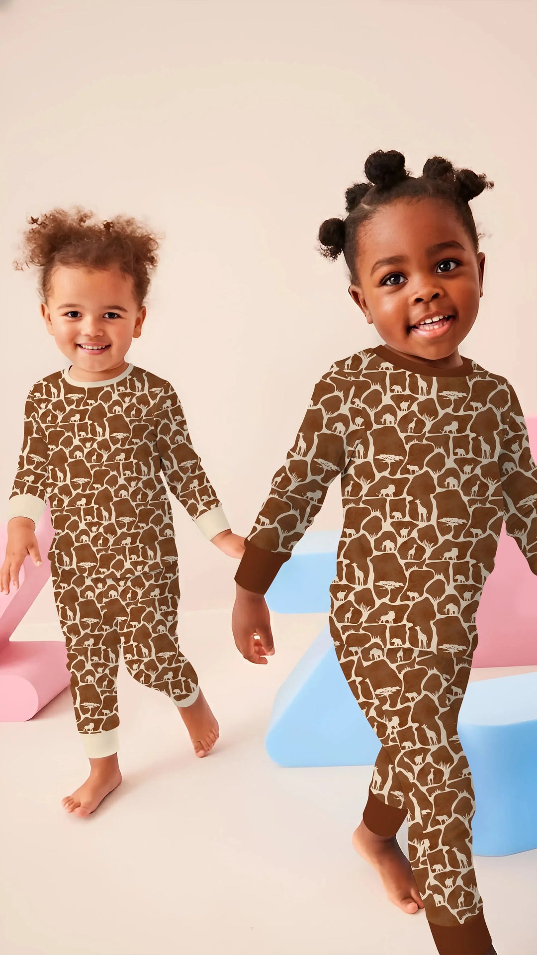 Conjunto de pijama de dos piezas de manga larga de bambú Wild Kingdom