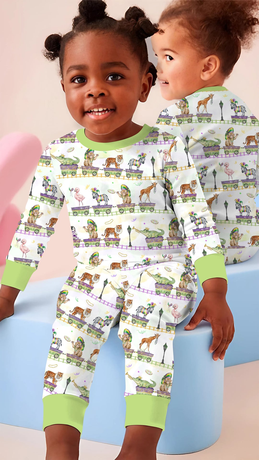 Mardi Gras Jungle Krewe Two Piece Long Sleeve Pajama Set