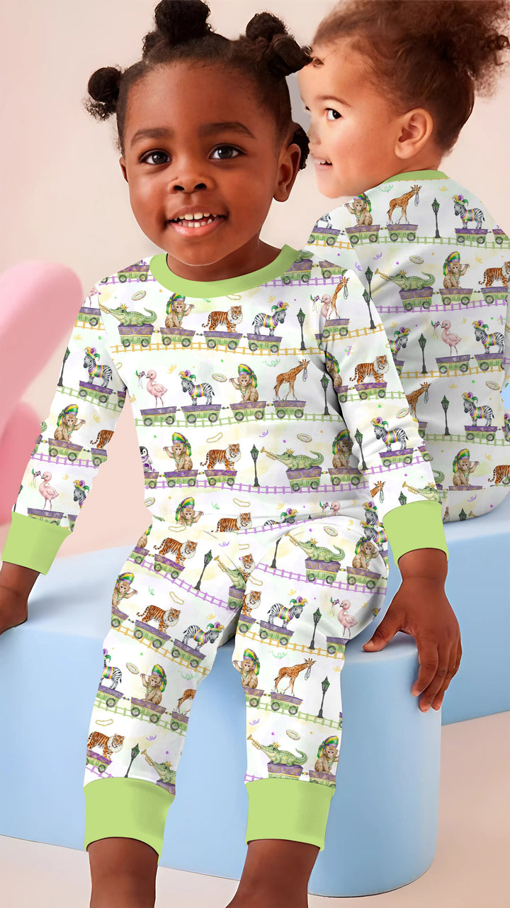 Mardi Gras Jungle Krewe Two Piece Long Sleeve Pajama Set