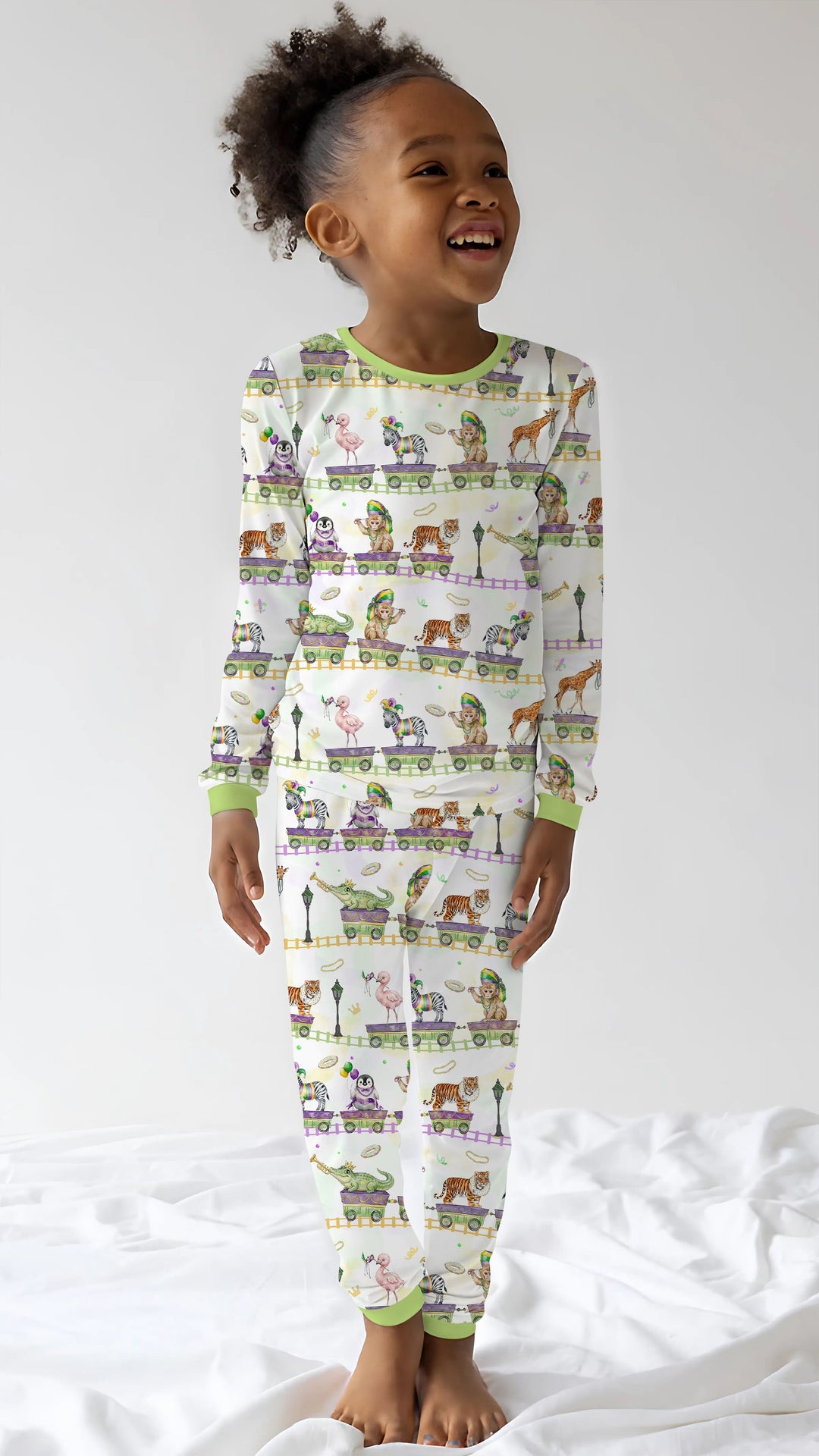 Mardi Gras Jungle Krewe Two Piece Long Sleeve Pajama Set