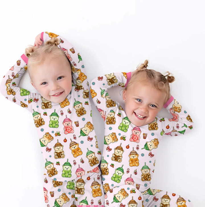 Holiday Bear Cup Two Piece Long Sleeve Pajama Set