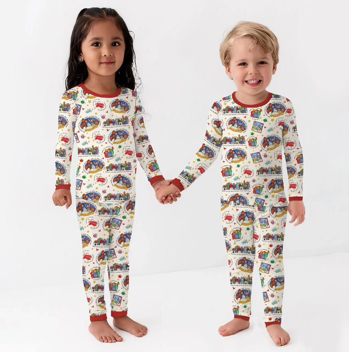 Zweiteiliges Langarm-Pyjama-Set mit Sommerfrüchten