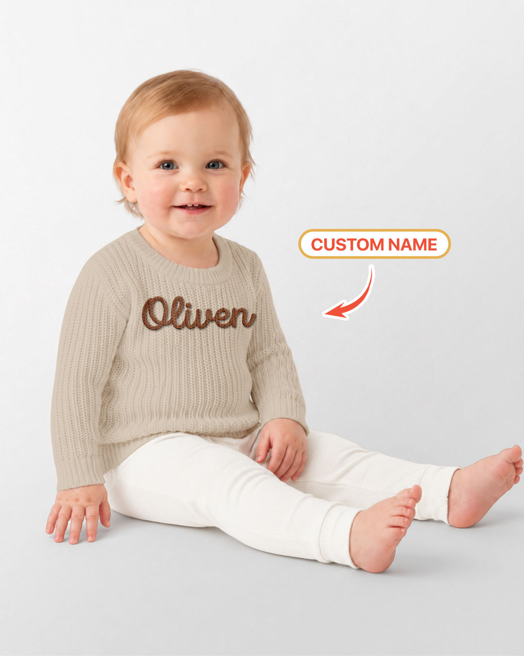 Embroidered Baby Name Bamboo Knit Sweater Bubble
