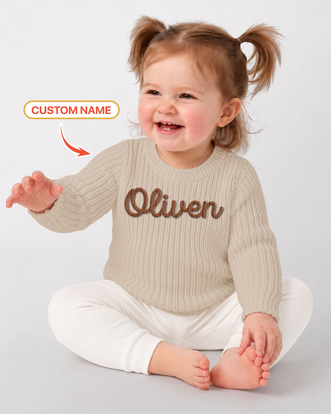 Embroidered Baby Name Bamboo Knit Sweater Bubble