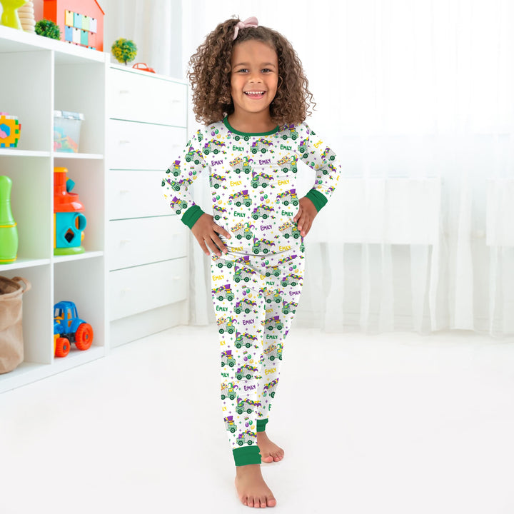 Mardi Gras Trucks Two Piece Long Sleeve Pajama Set