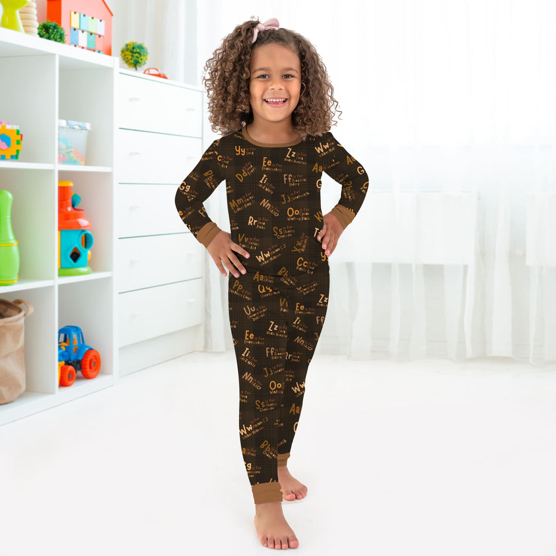 Black History Alphabet Two Piece Long Sleeve Pajama Set