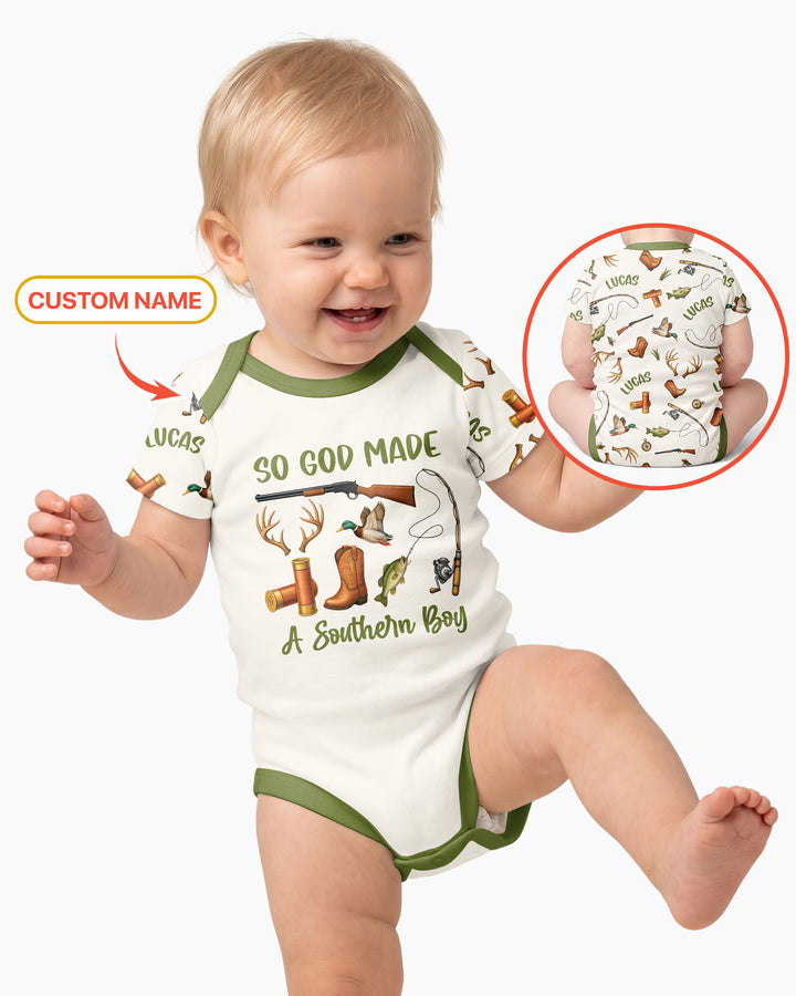 So God Made A Southern Boy Custom Name Bamboo Bodysuit