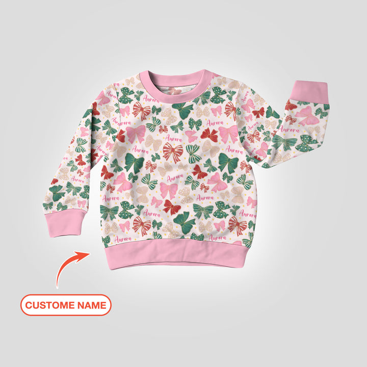 Custom Name Preppy Coquette Bows Crewneck Sweatshirt