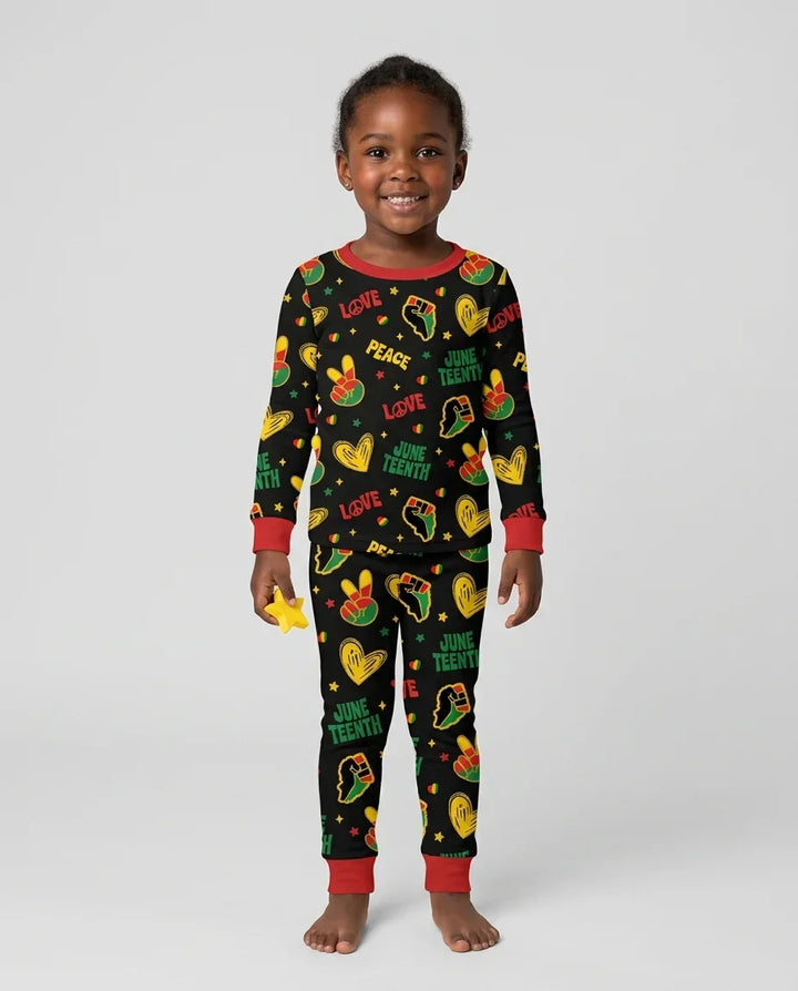 Peace Love Juneteenth Bamboo Two Piece Long Sleeve Pajama Set