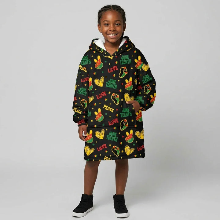 Peace Love Juneteenth Bamboo Blanket Hoodie