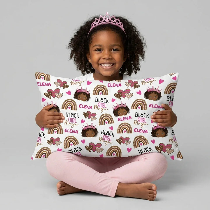 Custom Name Black Girl Magic Bamboo Pillow Case