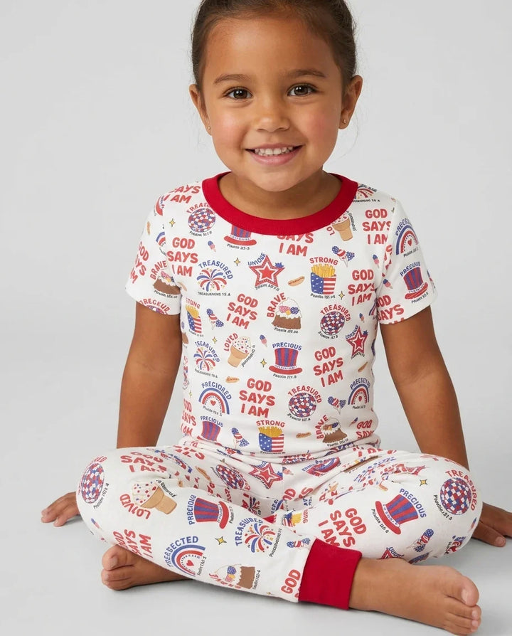 God Says I Am - America 250th Anniversary Bamboo Two Piece Short Sleeve Pajama Set