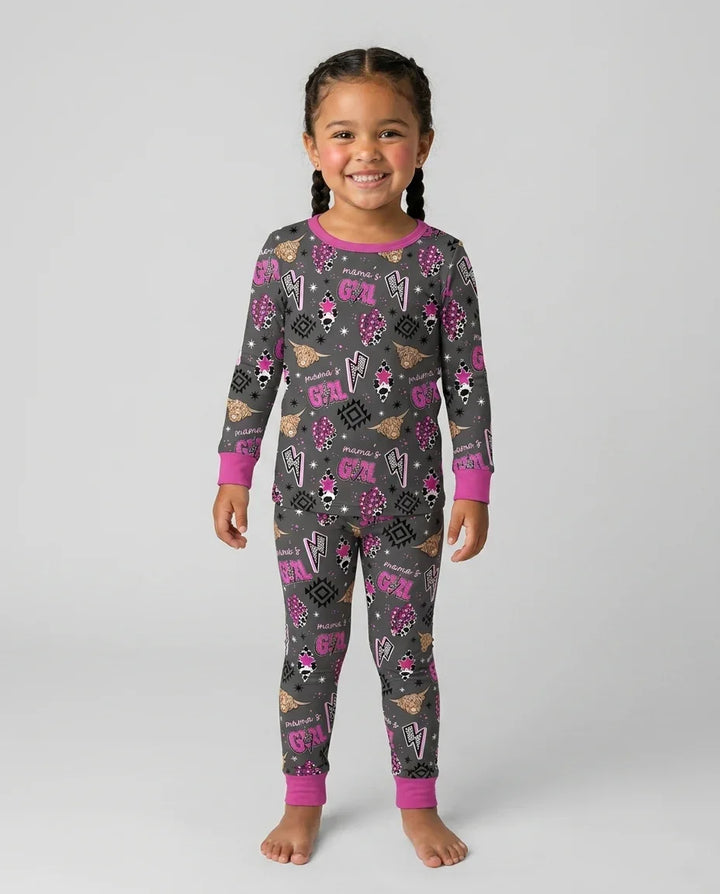 Western Mama & Me Matching  Bamboo Two Piece Long Sleeve Pajama Set