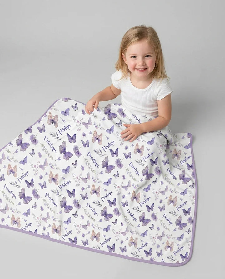 Custom Name Lilac Bloom Bamboo Blanket