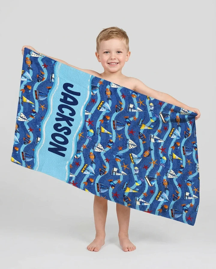 Blue Sail La Vie Family Matching Bamboo Beach Towel