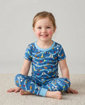 Conjunto de pijama de bambú de dos piezas de manga corta a juego familiar Blue Sail La Vie