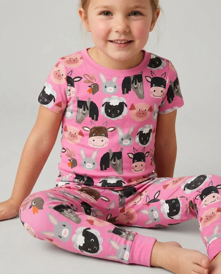 Farm Friends Family Matching Bamboo Two Piece Short Sleeve Pajama Set