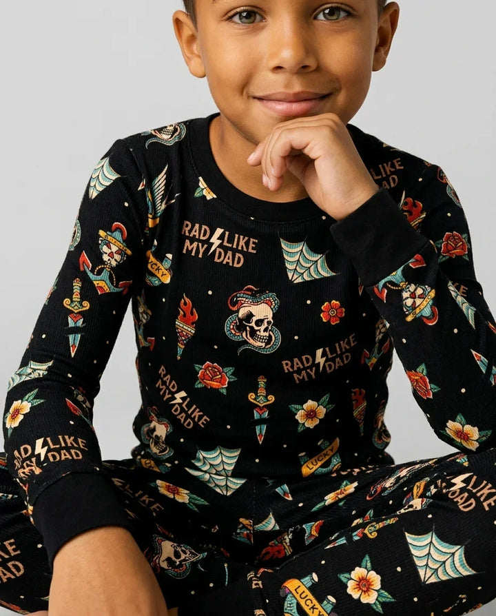 Rad Dad Society Daddy & Me Matching Bamboo Two Piece Long Sleeve Pajama Set