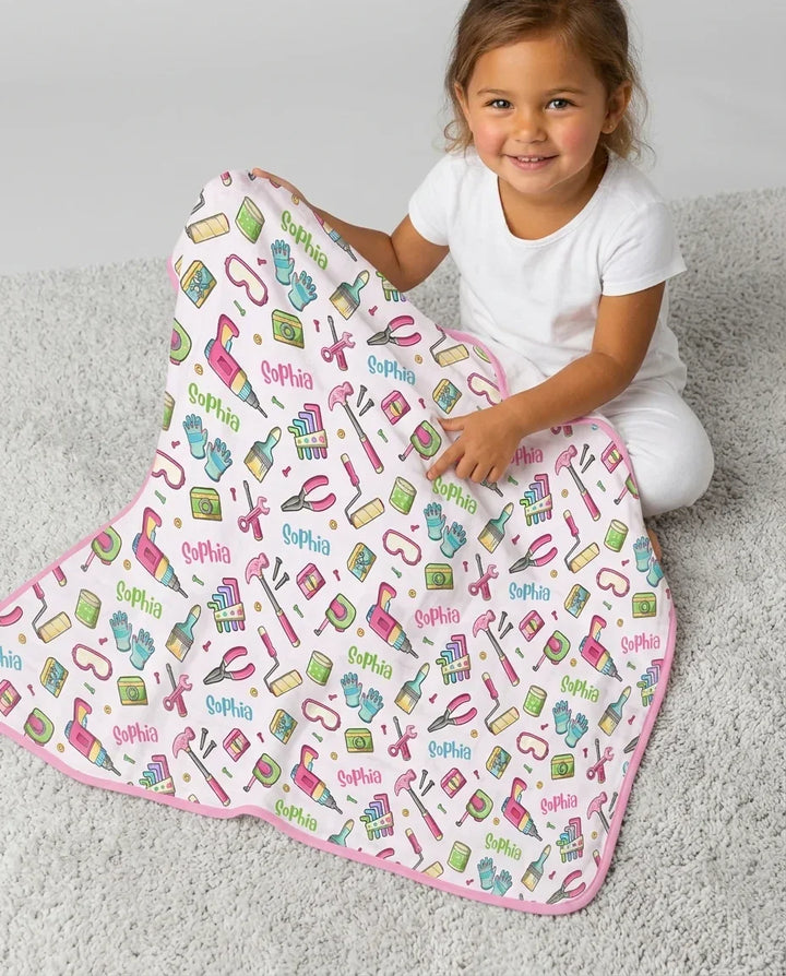 Custom Name Dad & Me Fixer Crew Bamboo Blanket