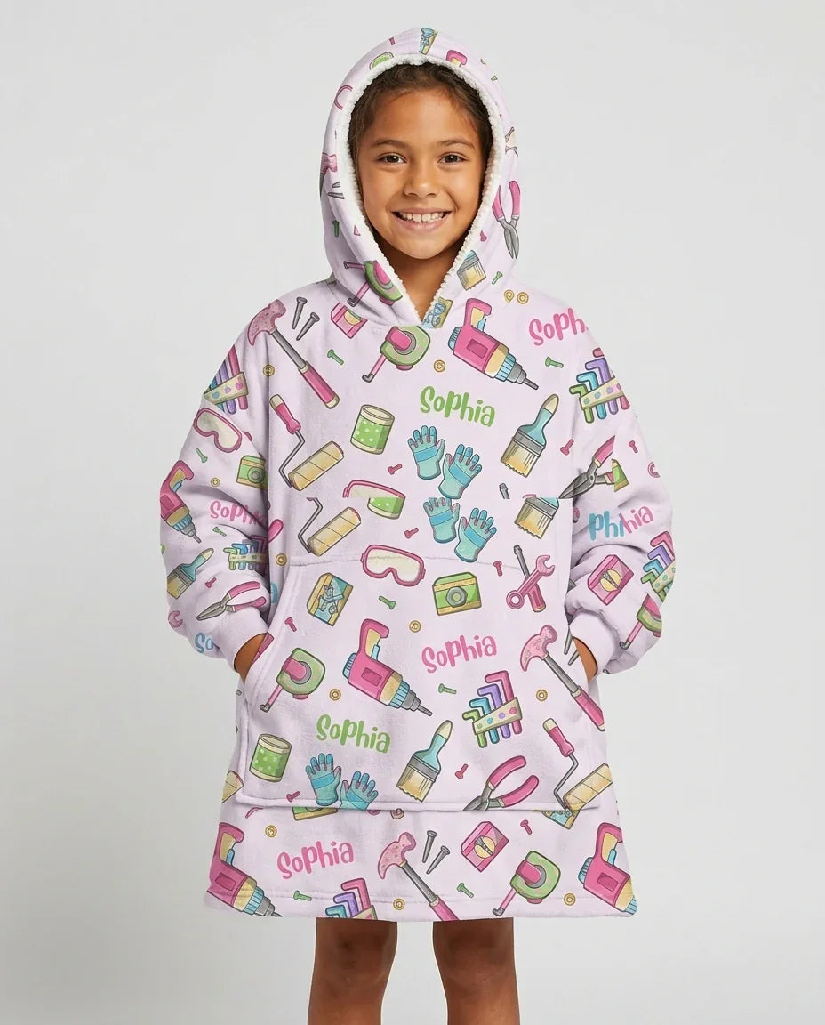 Custom Name Dad & Me Fixer Crew Bamboo Blanket Hoodie