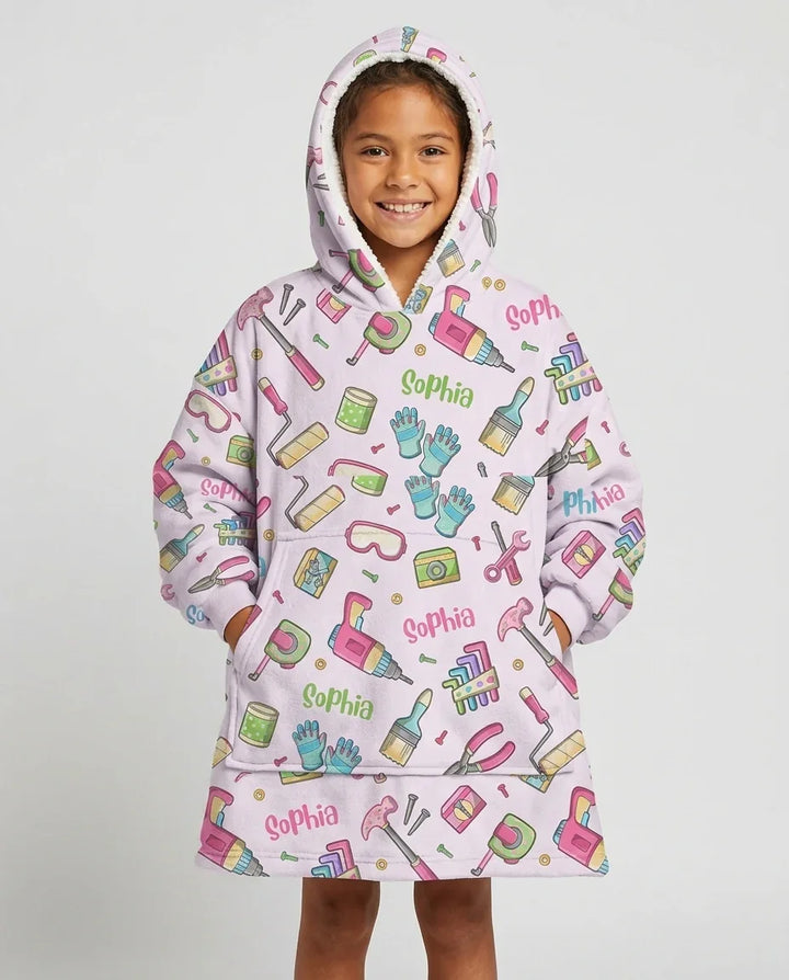 Custom Name Dad & Me Fixer Crew Bamboo Blanket Hoodie