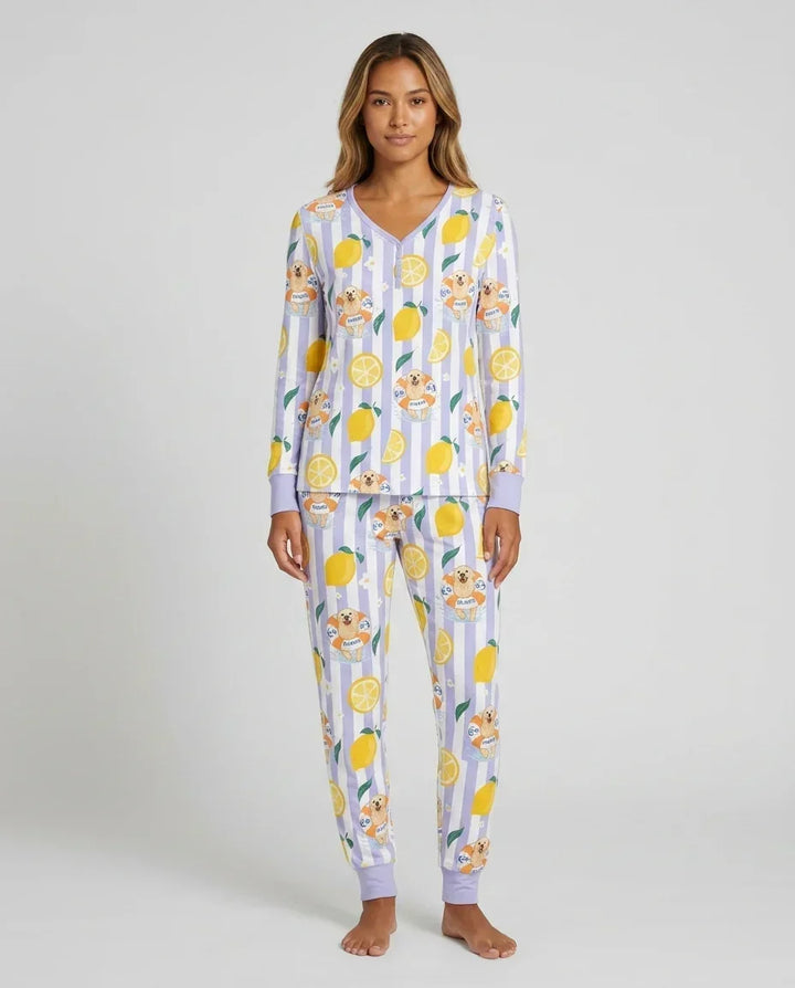 Custom Image Summer Lemon Bamboo Women Pajama Set