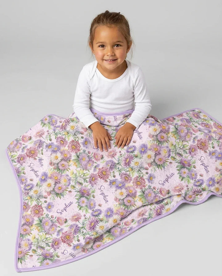 Custom Name Birth Month Flowers Bamboo Blanket