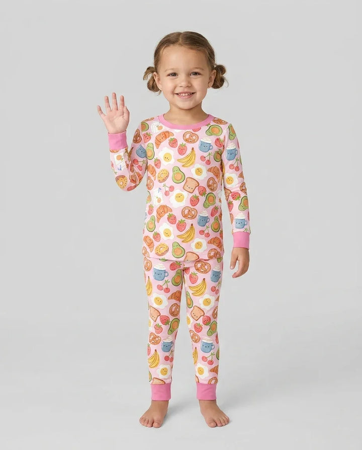 Zweiteiliges Langarm-Pyjama-Set mit Sommerfrüchten
