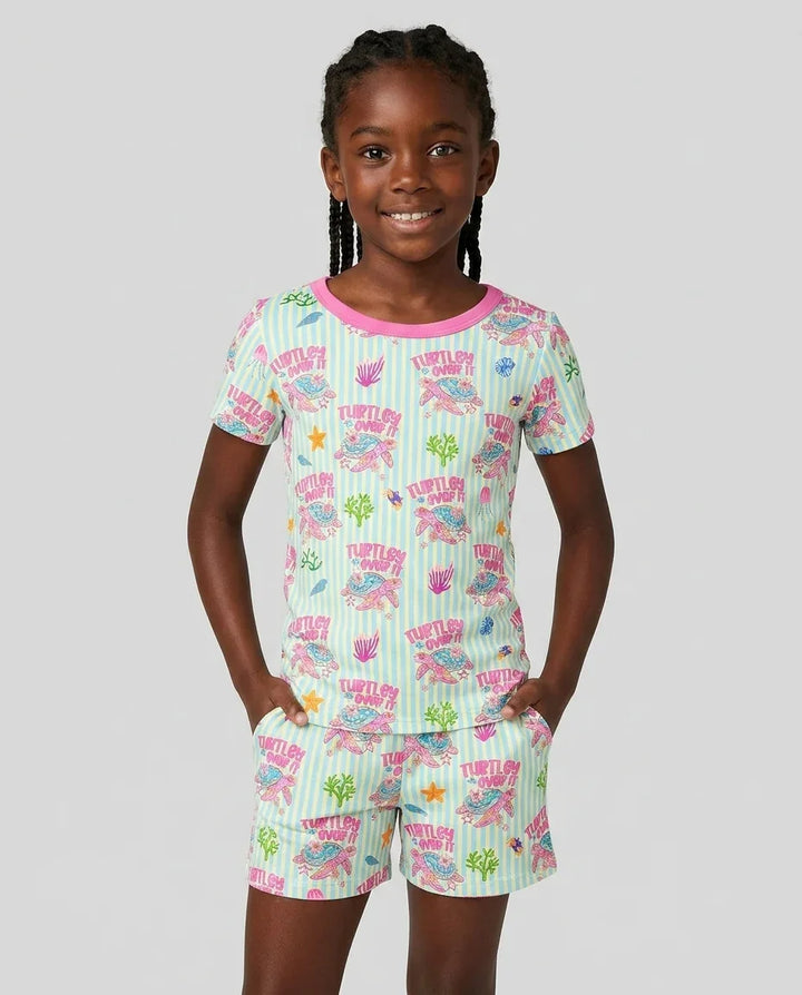 Conjunto de Pijama de Dos Piezas de Bambú con Mangas Cortas y Pantalones Cortos