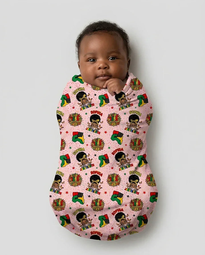 Custom Name Little Miss Juneteenth Swaddle Blanket