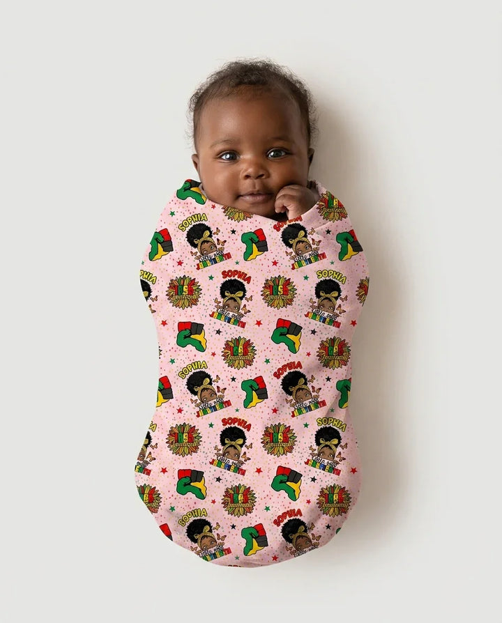 Custom Name Little Miss Juneteenth Swaddle Blanket