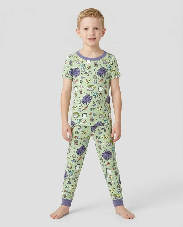 Doodle School Days Bamboo Two Piece Short Sleeve Pajama Set