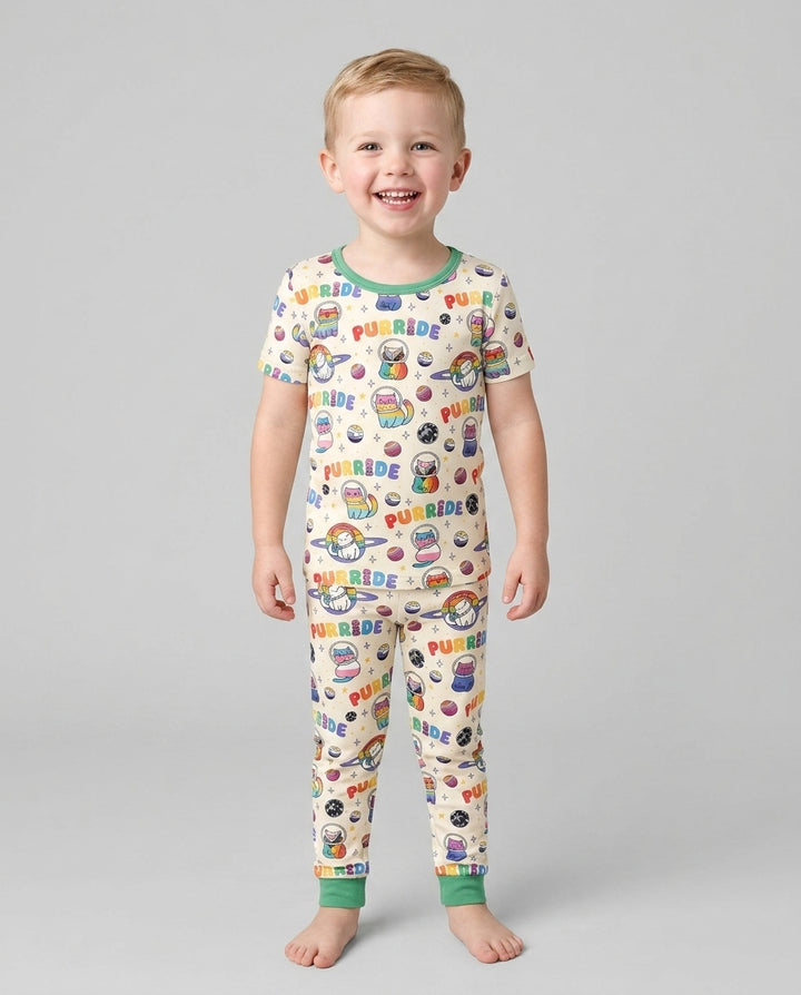 Conjunto de pijama de dos piezas de manga corta de bambú