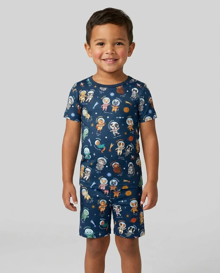 Animal Astronauts Bamboo Two Piece Short Sleeve Shorts Pajama Set