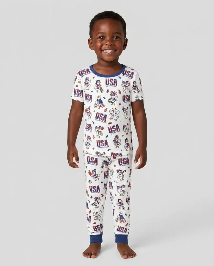 Conjunto de pijama de dos piezas de manga corta de bambú