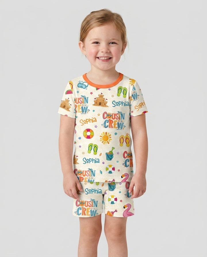 Conjunto de Pijama de Dos Piezas de Bambú con Mangas Cortas y Pantalones Cortos