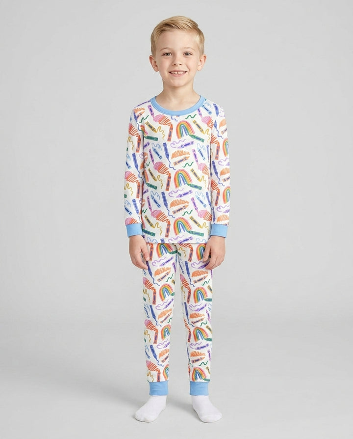 Crayon Chaos Bamboo Two Piece Long Sleeve Pajama Set