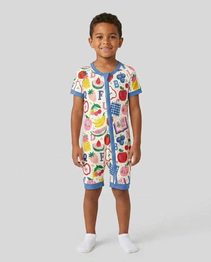 Back To School Fruit Alphabet Bamboo Shorty Zippy