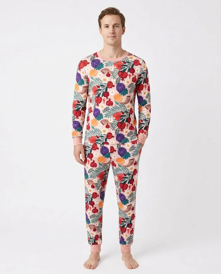 Pomegranate Blessings Night Family Matching Bamboo Men's Pajama Set