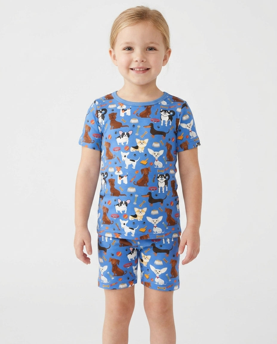 Dapper Dogs Bamboo Two Piece Short Sleeve Shorts Pajama Set