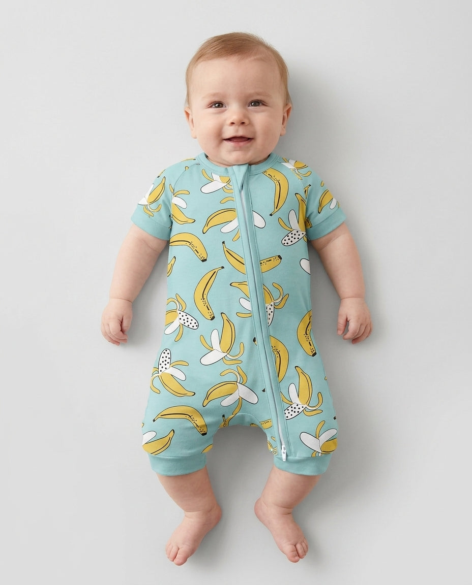 Bananas Bamboo Shorty Zippered Romper