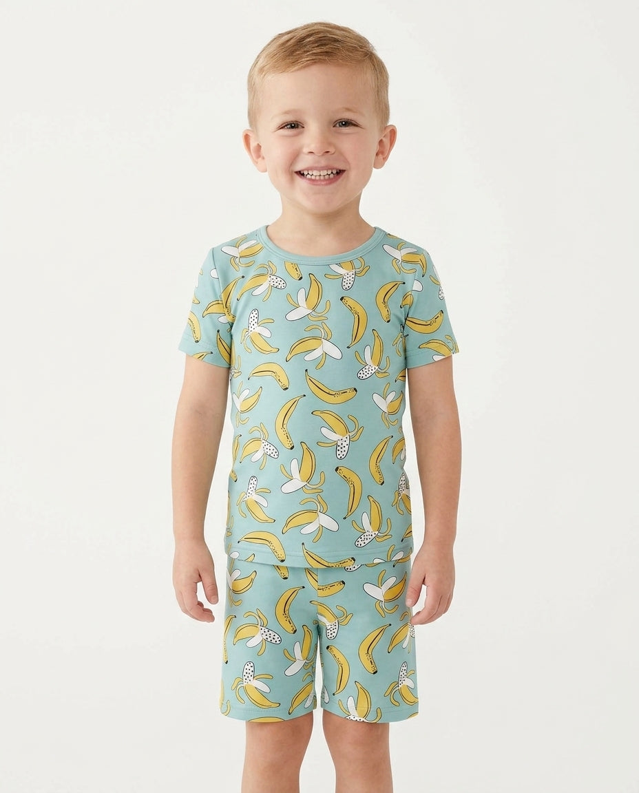 Conjunto de pijama de dos piezas de shorts de manga corta Bananas Bamboo