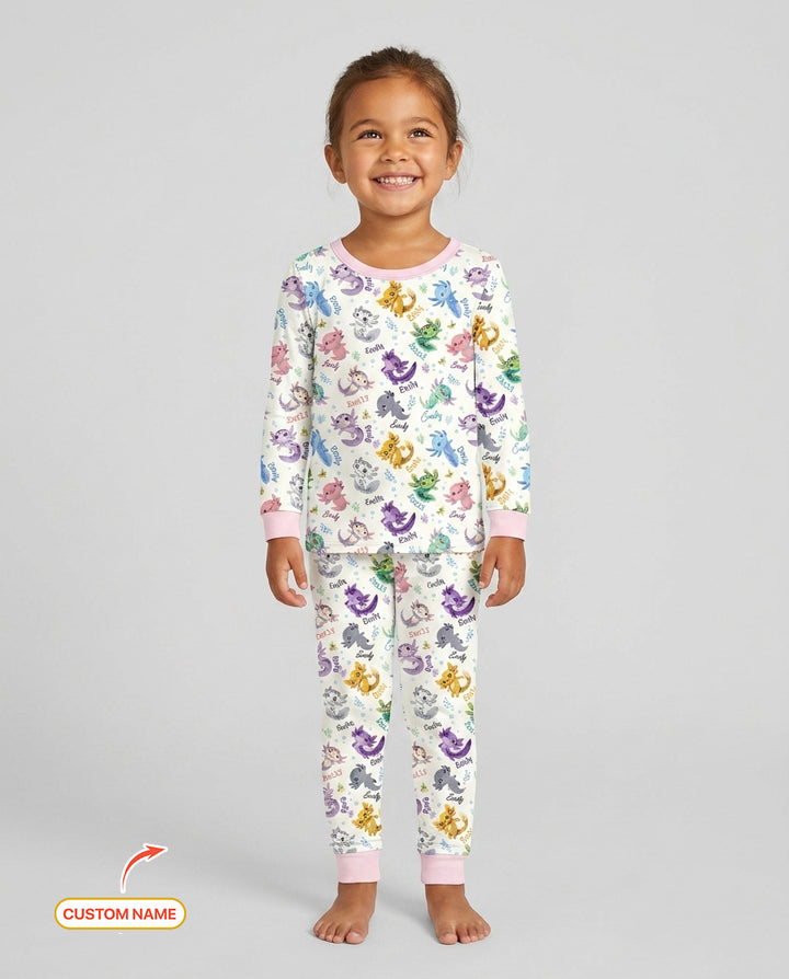 I Love You Axolotl Custom Name Bamboo Two Piece Long Sleeve Pajama Set