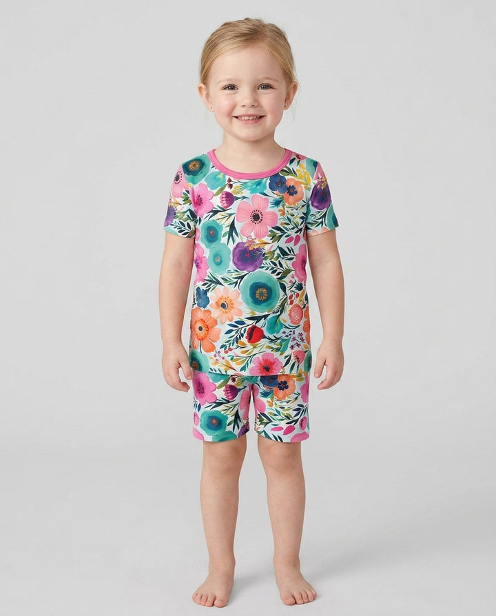 Secret Garden Bamboo Two Piece Short Sleeve Shorts Pajama Set