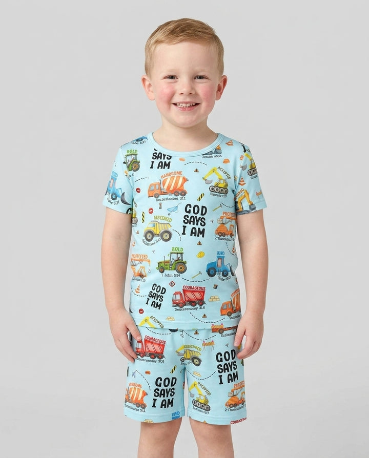 Dios Dice Soy Niño Bambú Conjunto de Pijama de Dos Piezas de Manga Corta y Pantalón Corto
