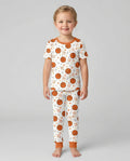 Conjunto de pijama de dos piezas de manga corta de baloncesto naranja de bambú