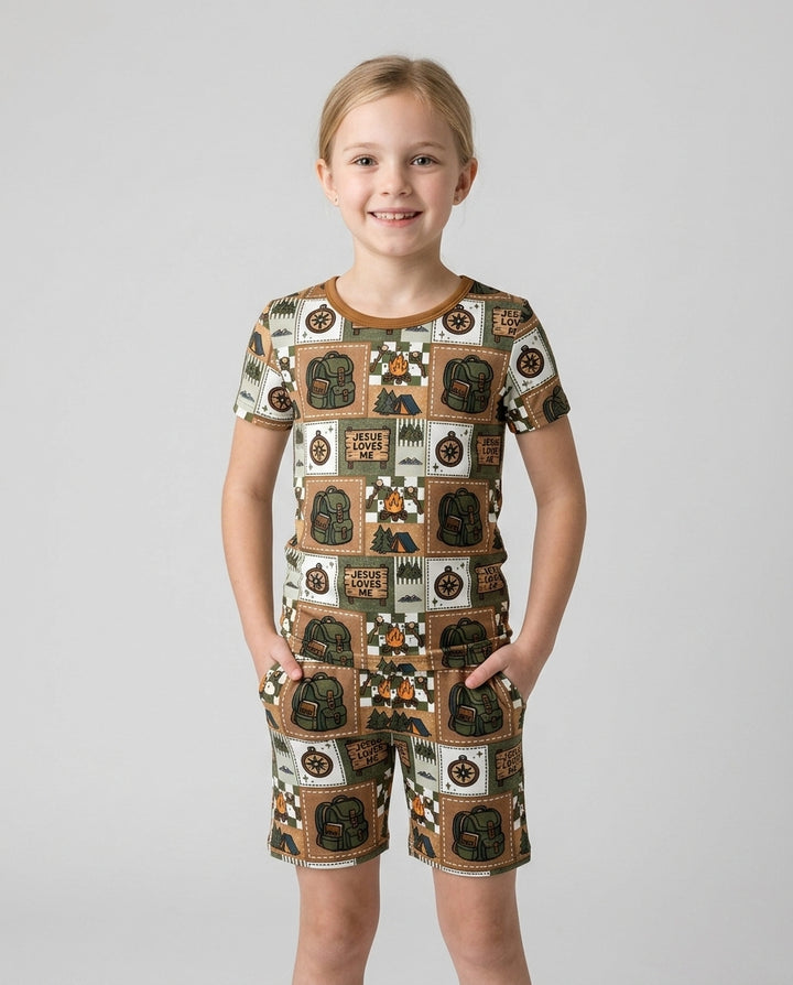 Schlafanzug-Set zweiteilig, kurze Ärmel, kurze Hose, Bambus