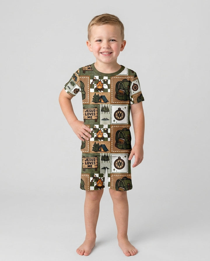 Schlafanzug-Set zweiteilig, kurze Ärmel, kurze Hose, Bambus