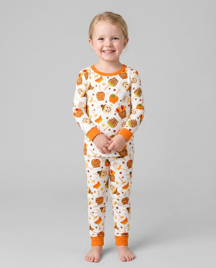 Fall Caramel Apple Family Matching Bamboo Two Piece Long Sleeve Pajama Set