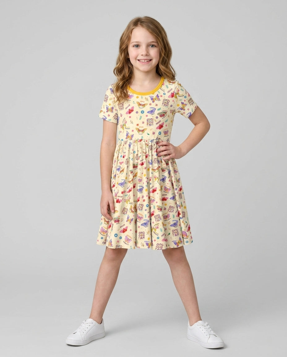 Custom Name God says I am Butterfly Bamboo Twirl Dress
